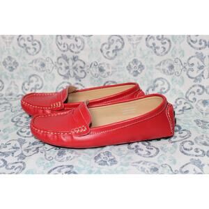 Artisure‎ Womens Size 7.5  Red Driving Faux Leather Loafer Soft Nonslip Soles